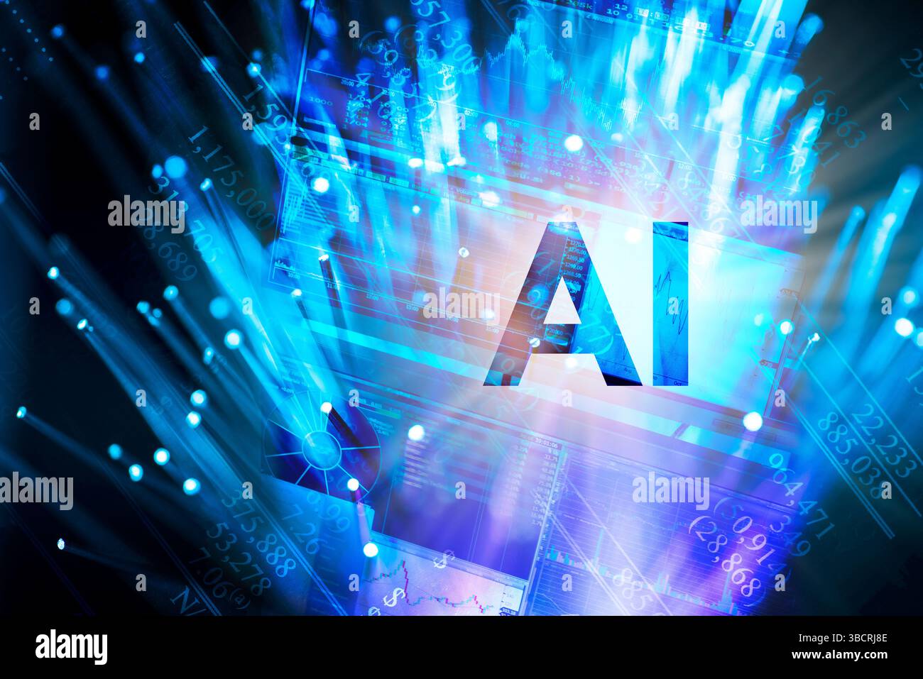 Image générée numériquement des données boursières avec signe ai Banque D'Images