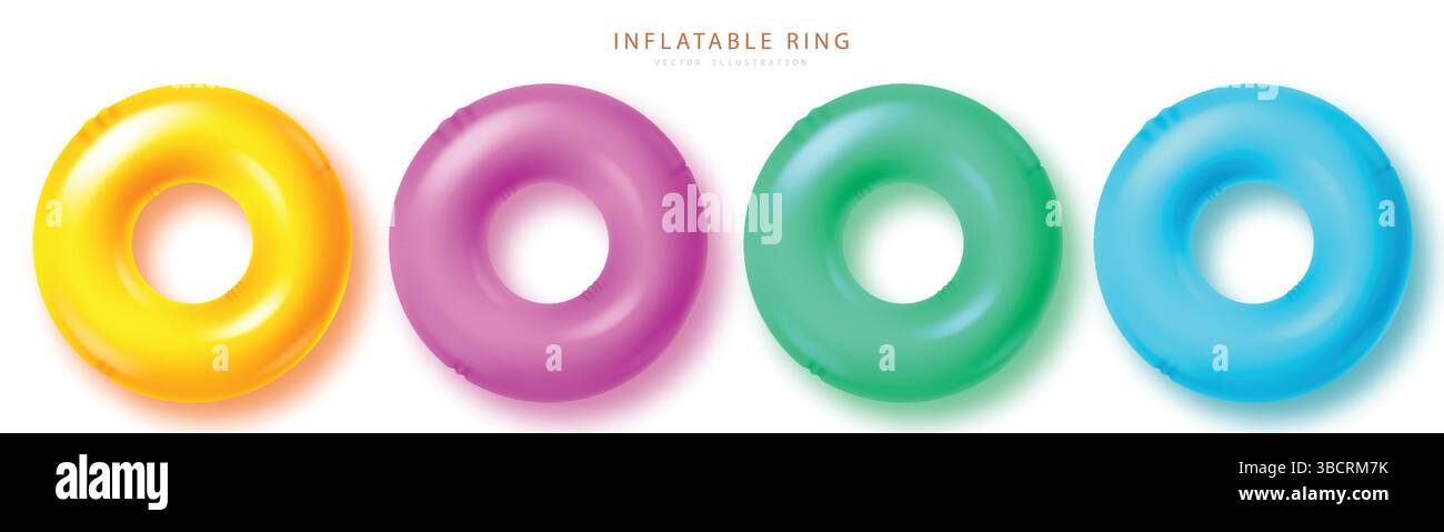 Ensemble d'éléments vectoriels d'anneau gonflable d'été. Anneaux gonflables d'été, collection d'objets flottants pour les éléments de natation de vacances. Illustration vectorielle Illustration de Vecteur
