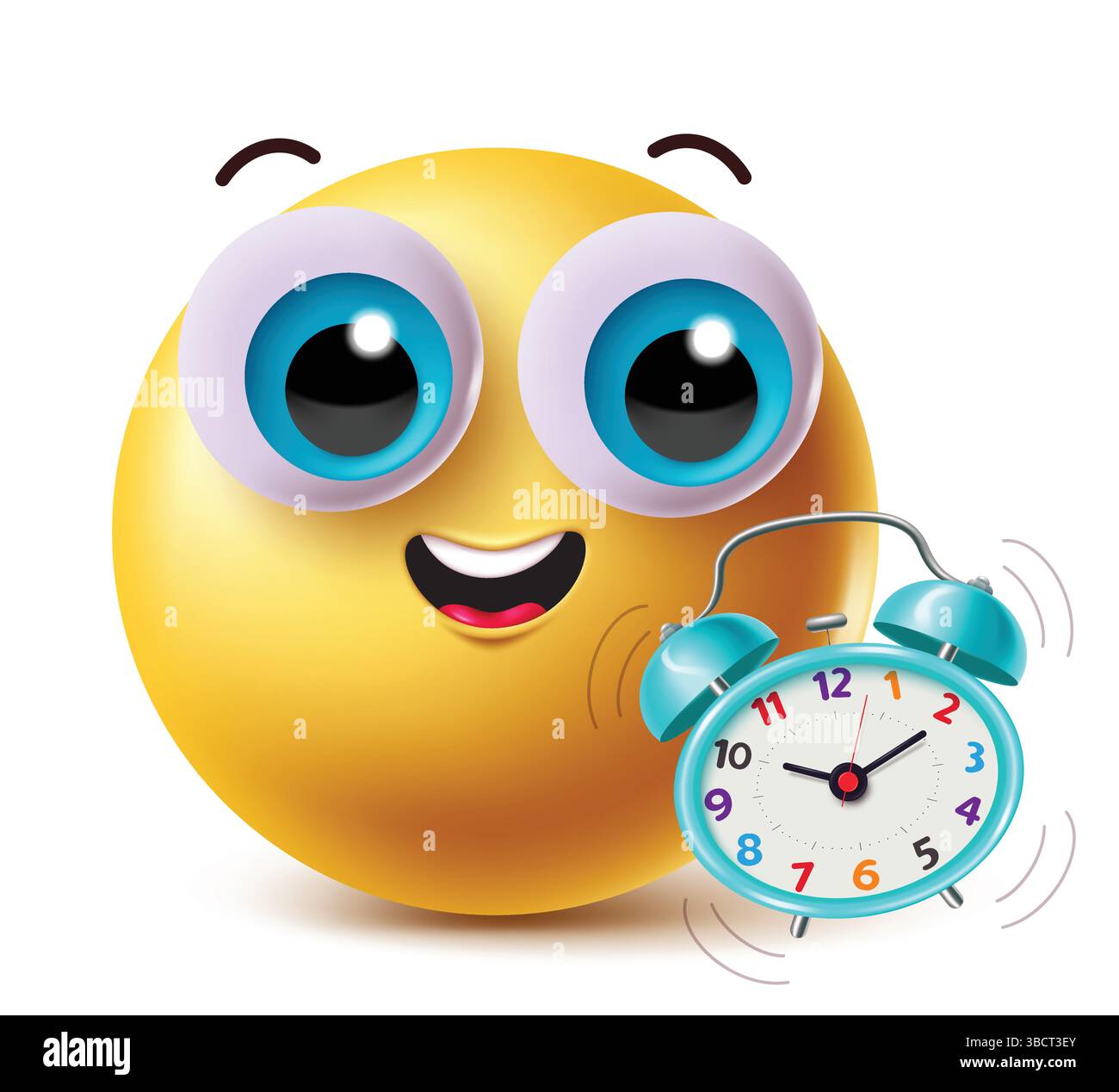 Retour à l'école emoji clipart personnage avec réveil de l'école isolé dans fond blanc. Illustration de Vecteur