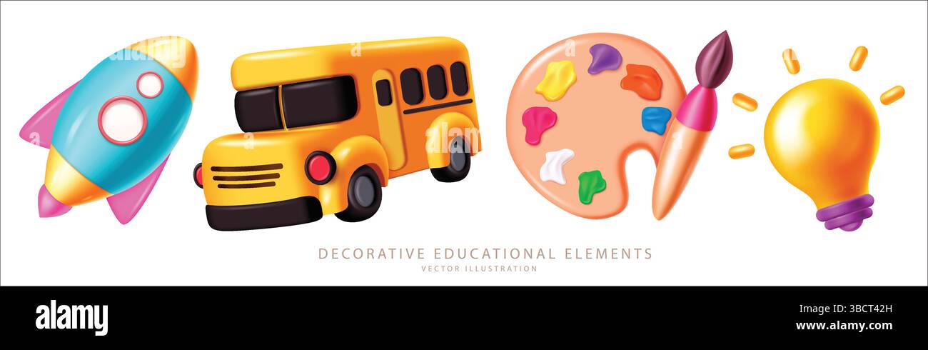 Éléments vectoriels scolaires et éducatifs, éléments éducatifs décoratifs, illustration vectorielle Illustration de Vecteur