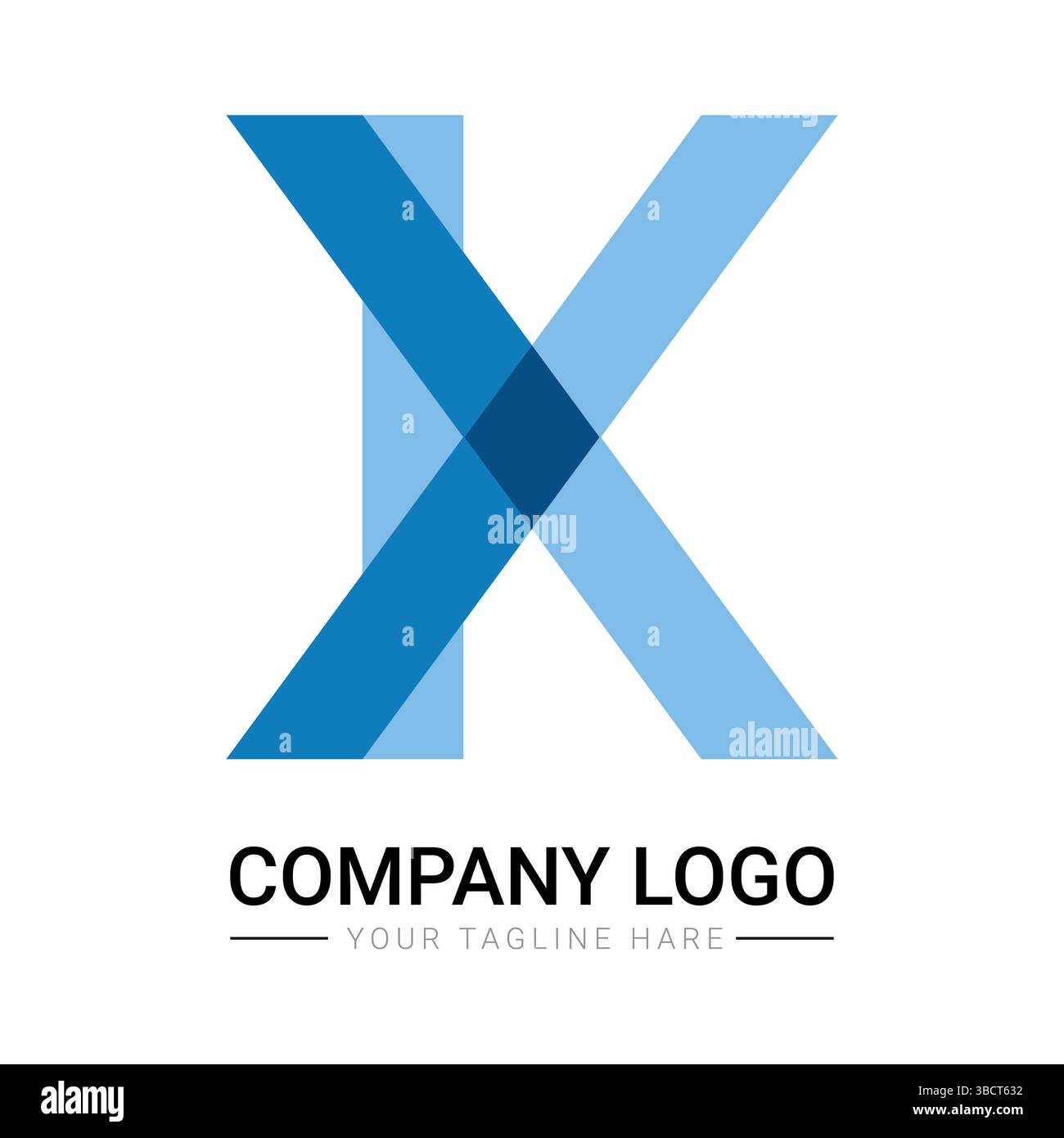 design de logo de la société de lettres bleues abstraites x et k avec des formes qui se chevauchent et un style de marque moderne et propre Illustration de Vecteur