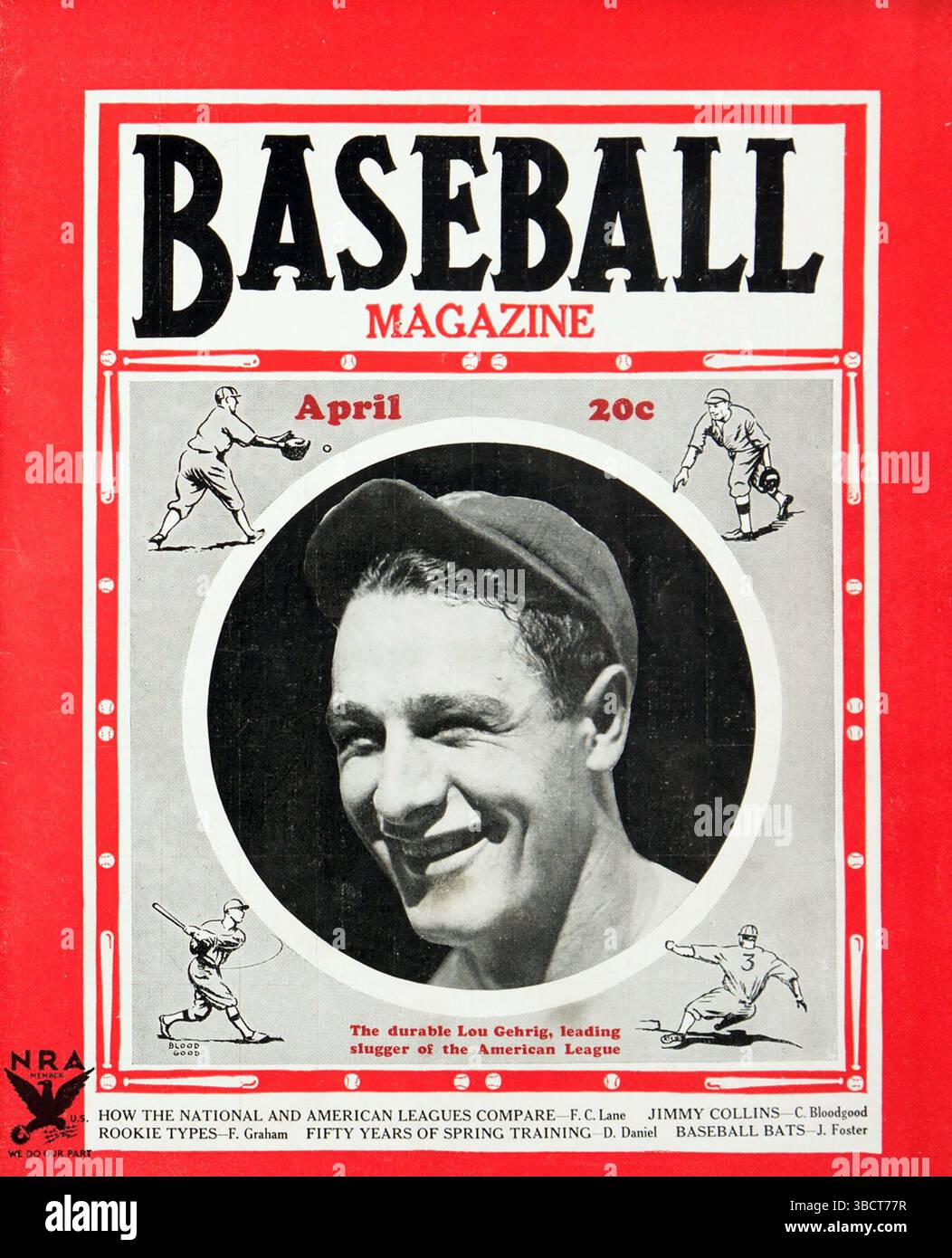 Baseball Magazine avril 1935, Lou Gehrig en couverture Banque D'Images