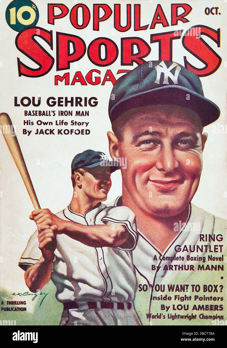 Numéro du magazine populaire Sports avec Lou Gehrig en couverture. Oct 1937 Banque D'Images