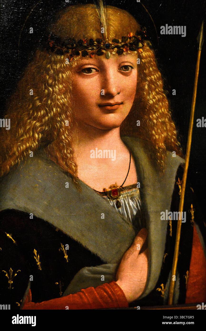 Un jeune homme tenant une flèche, peinture de Giovanni Antonio Boltraffio, Musée Puchkkine, Moscou Banque D'Images