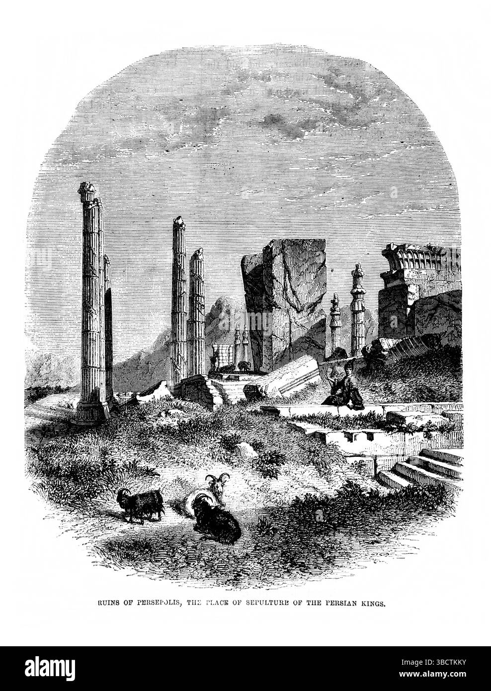 Illustration des ruines de Persépolis la place du sépulcre des rois persans de l'Antiquité 19ème siècle la Sainte Bible contenant le Vieux an Banque D'Images
