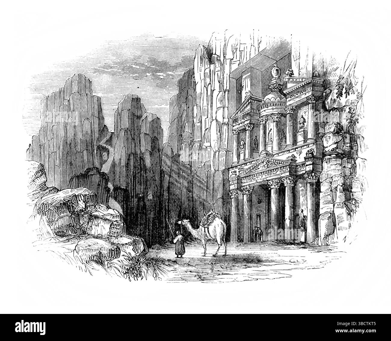 Illustration d'un tombeau nabatéen à Pétra Jordanie de l'antique XIXe siècle la Sainte Bible contenant l'ancien et le Nouveau Testament avec des notes explicatives Banque D'Images