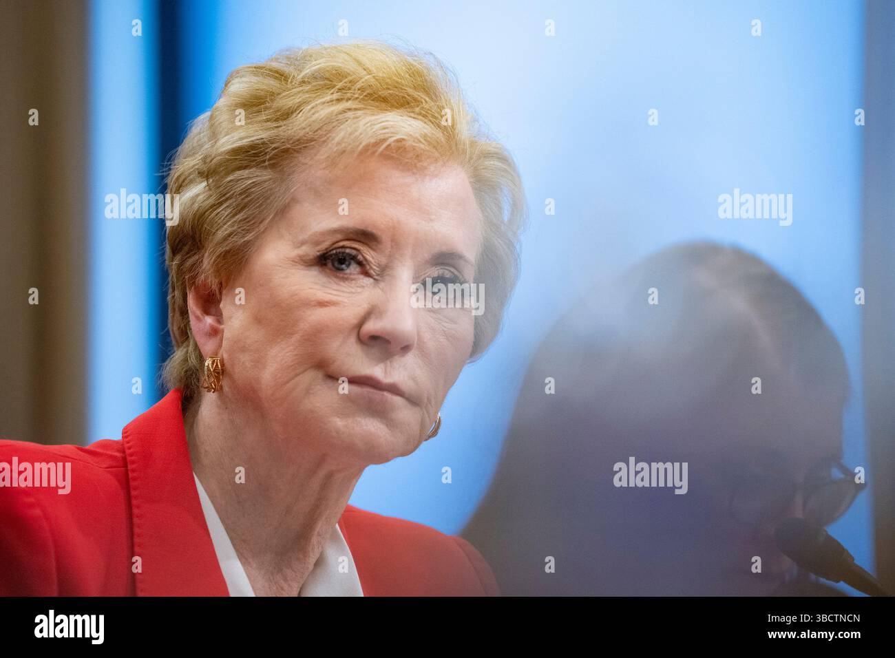 Washington, États-Unis. 21 mai 2025. La secrétaire à l'éducation Linda McMahon témoigne lors d'une audience sur le budget devant le sous-comité sur le travail, la santé et les services sociaux du Comité des crédits de la Chambre des communes, l'éducation sur Capitol Hill à Washington DC le mercredi 21 mai 2025. Photo de Ken Cedeno/UPI crédit : UPI/Alamy Live News Banque D'Images