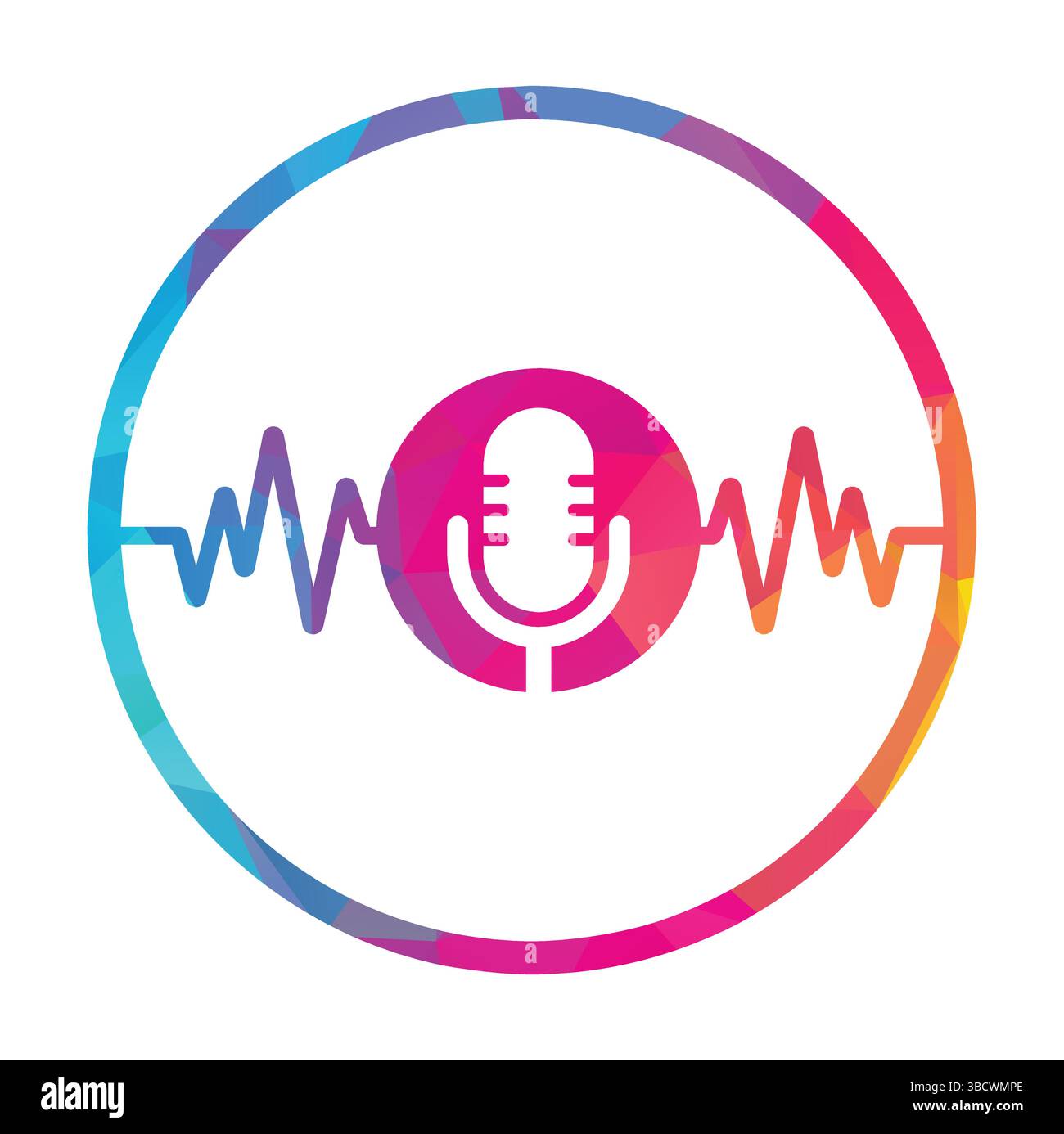 Logo de podcast médical avec pouls cardiaque. Modèle vectoriel de conception de logo Heartbeat Line de podcast. Illustration de Vecteur