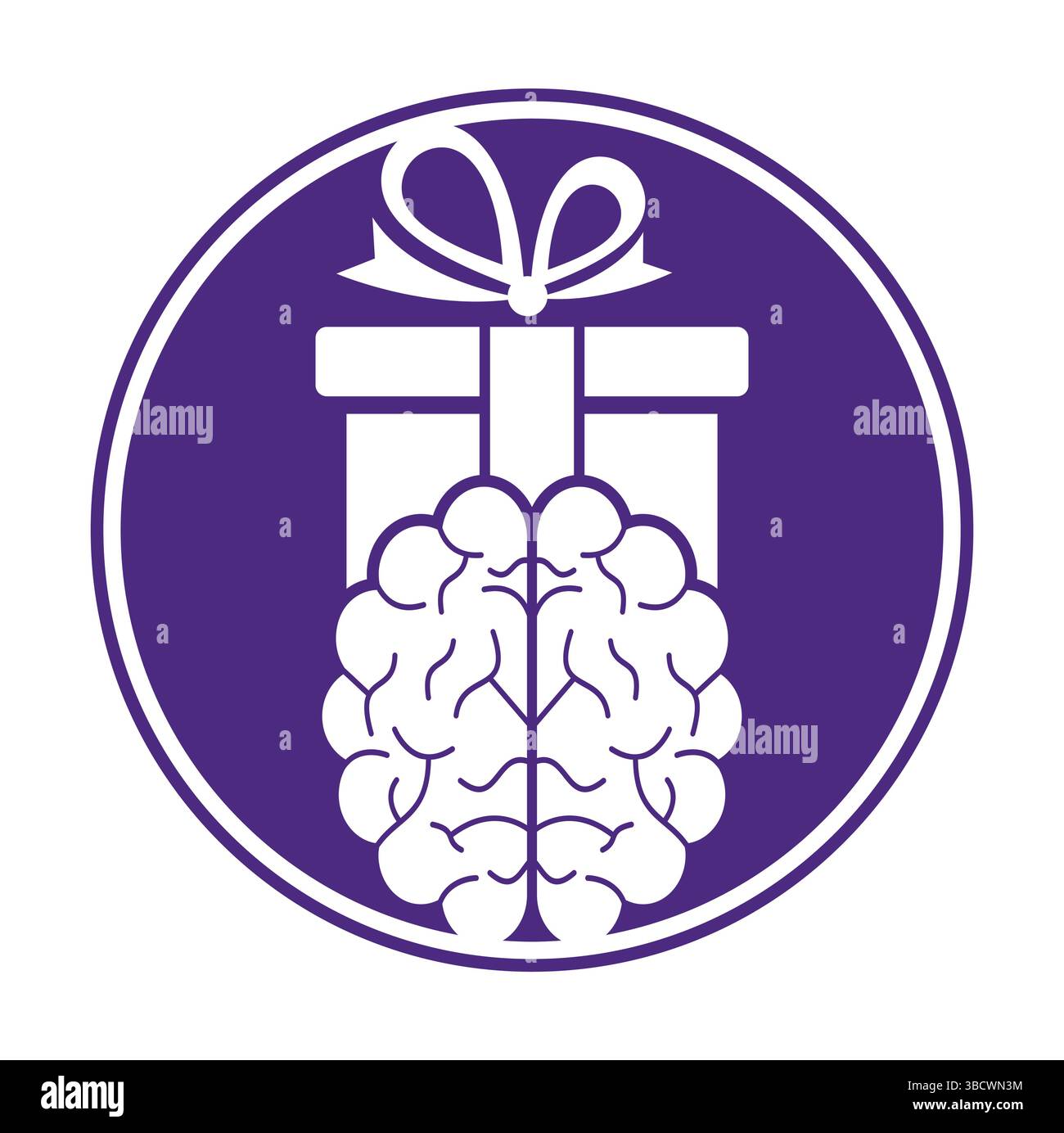 Conception d'icône de logo de cerveau de cadeau. Illustration de Vecteur