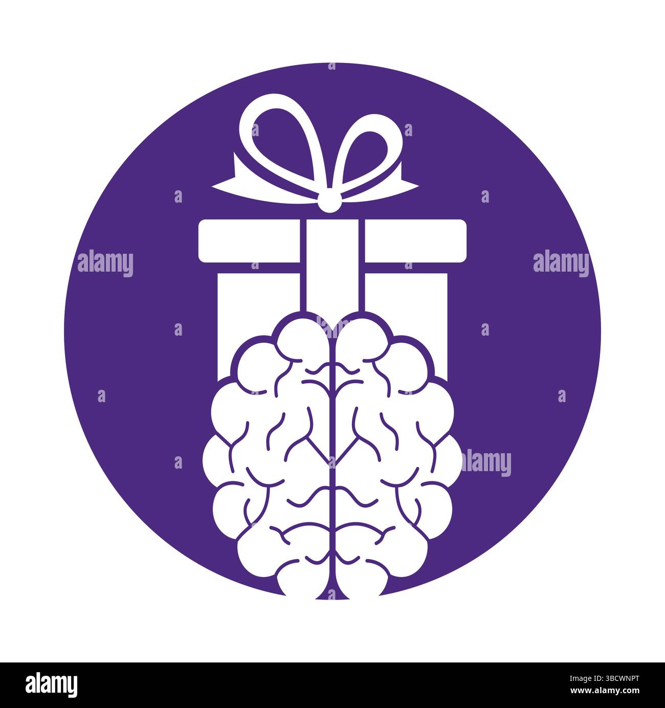 Conception d'icône de logo de cerveau de cadeau. Illustration de Vecteur
