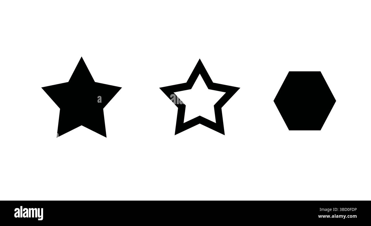 Jeu vectoriel de formes d'étoile et d'hexagone - icônes géométriques de base Illustration de Vecteur