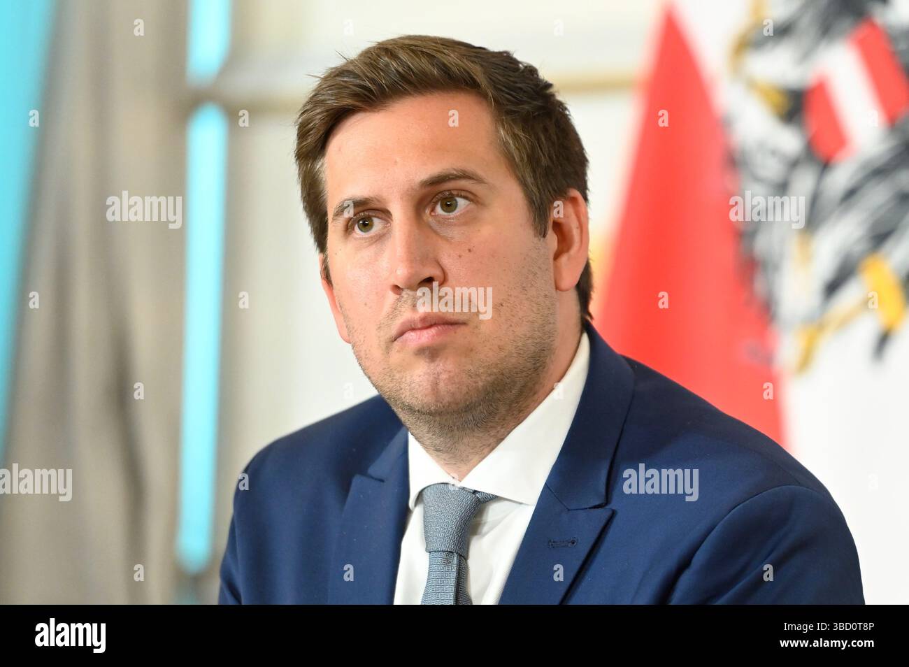 Vienne, Autriche. 21 mai 2025. Foyer de presse avec le secrétaire d'État Alexander Pröll (ÖVP) Banque D'Images