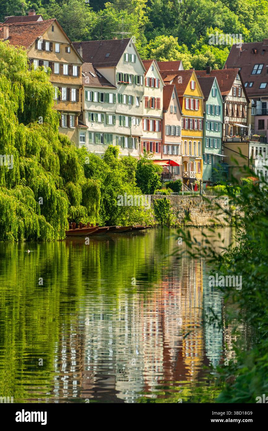 Maisons historiques à colombages au bord de la rivière à Tübingen Banque D'Images