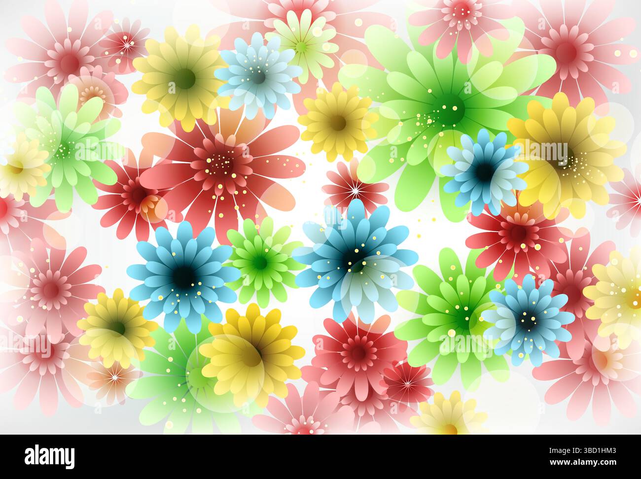 Motif floral abstrait vibrant avec fleurs multicolores superposées motif floral abstrait vibrant avec fleurs multicolores superposées Illustration de Vecteur