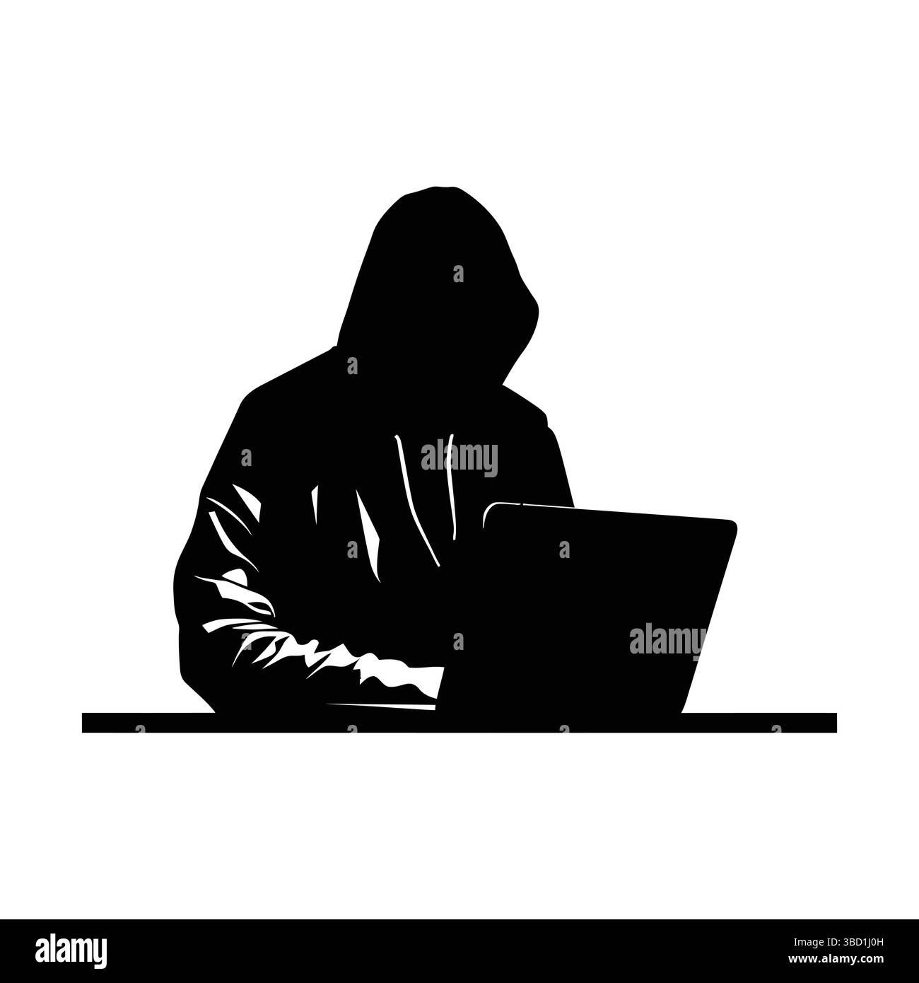 Hacker couleur noire sur fond blanc isolé Illustration de Vecteur