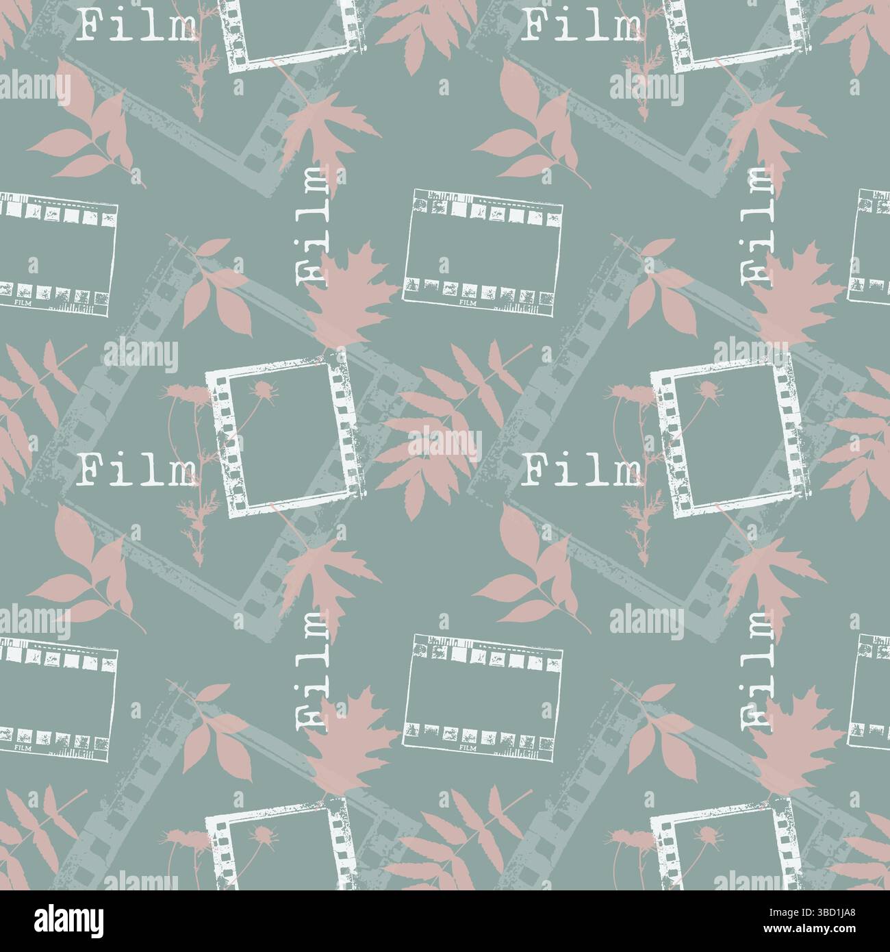 Motif grunge vintage d'automne avec des impressions de feuilles tombantes et des cadres de film. Humeur rêveuse d'automne pour regarder des films et des séries télé. Illustration vectorielle Illustration de Vecteur