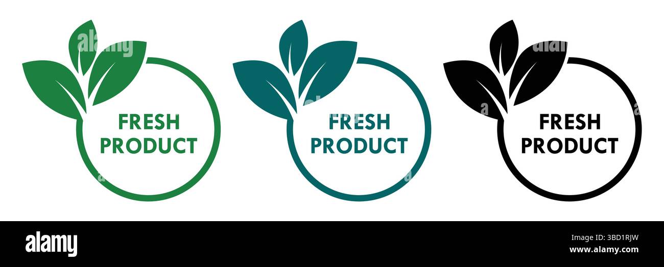 Étiquette du produit frais. Illustration fraîche du produit pour logo, signe, symbole, badge ou emblème de l'emballage du produit. Icon certifié sans produits chimiques isolé. Illustration de Vecteur