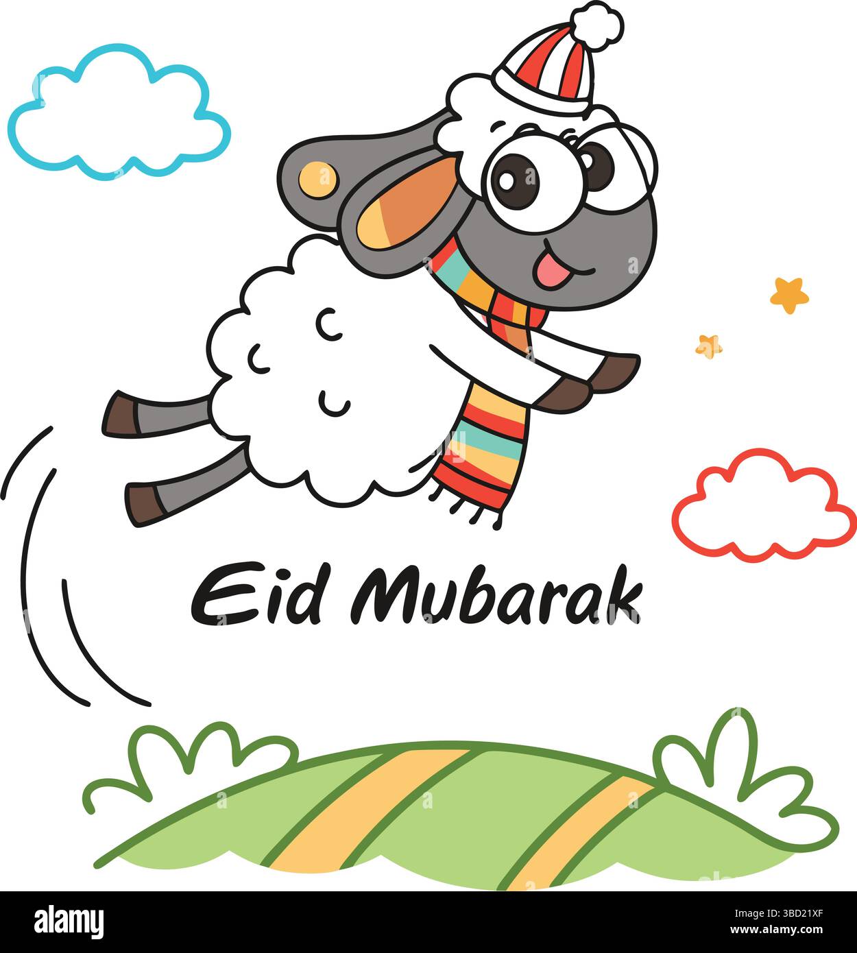 Eid ul Adha 2025 Vector Graphics - Festival islamique Bakra Eid Moubarak éléments de conception vectorielle et illustration vectorielle chèvre / mouton Illustration de Vecteur