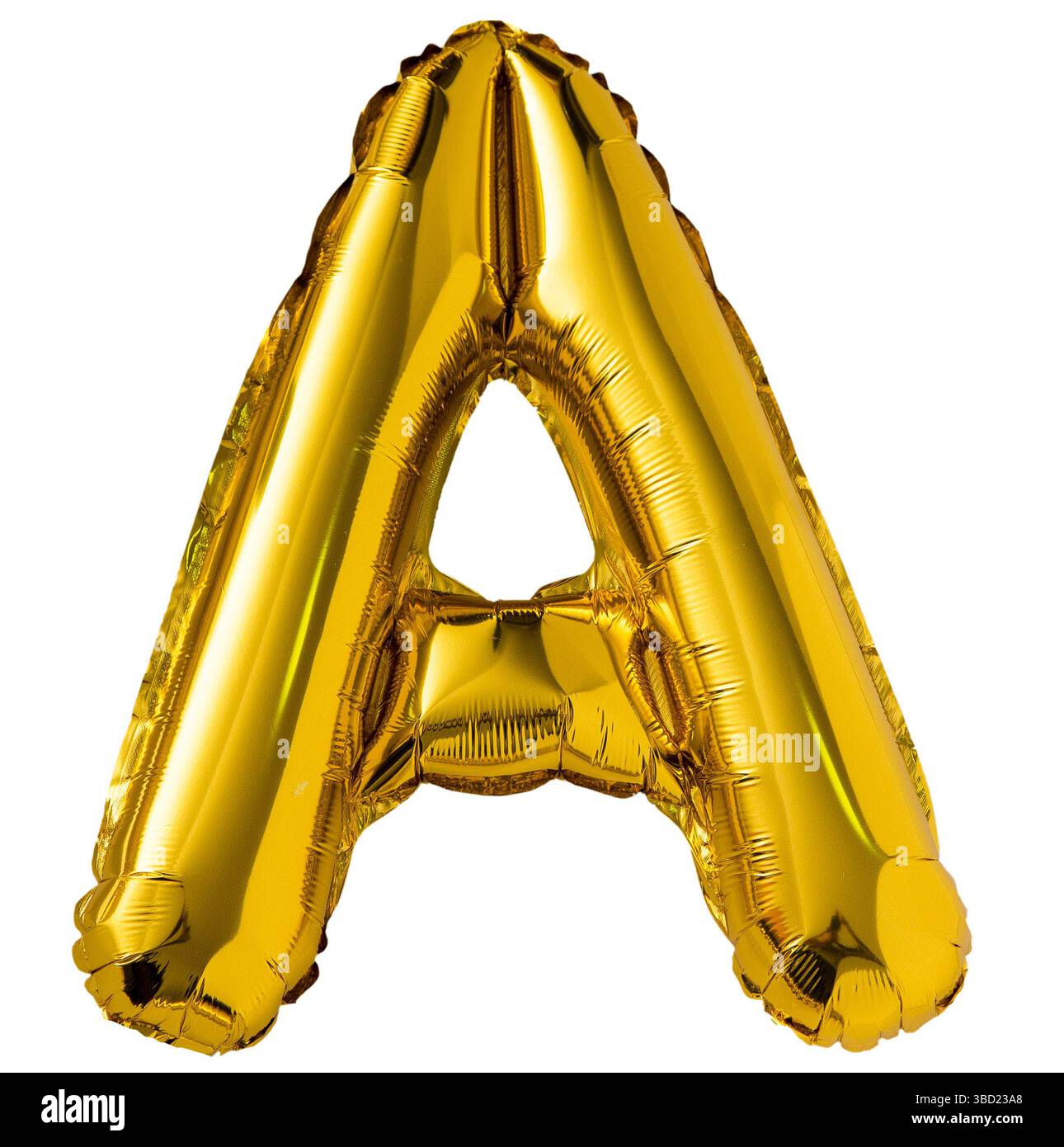 Lettre d'or Un ballon isolé sur fond blanc. Décoration dorée Banque D'Images
