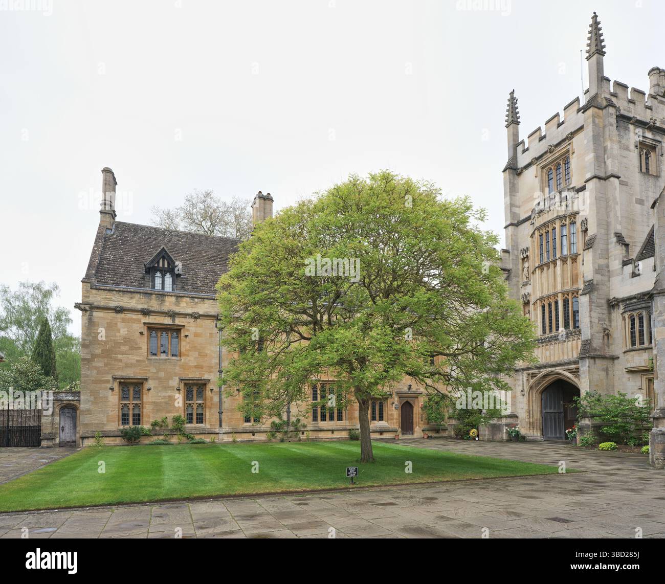 Logements du président à côté de l'ancienne bibliothèque dans St John's Quad, Magdalen College, Université d'Oxford, Angleterre. Banque D'Images
