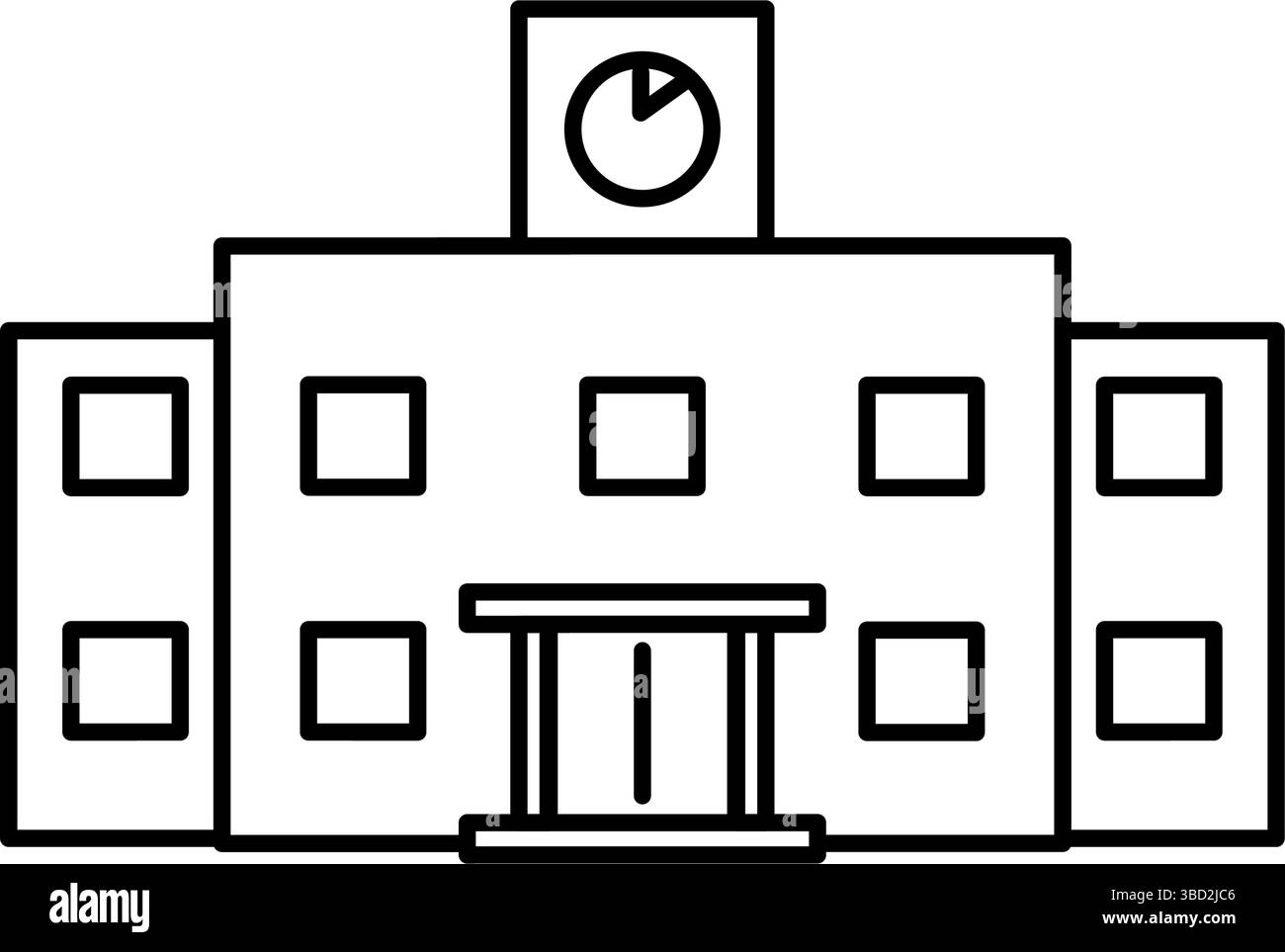 Icône de dessin de ligne simple de l'icône de bâtiment d'école, illustration vectorielle Illustration de Vecteur
