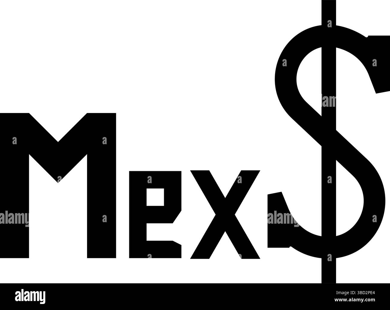 Mexique peso ?urrency MXN pesos mexicain dollar argent icône noir couleur illustration vectorielle image plat style simple Illustration de Vecteur