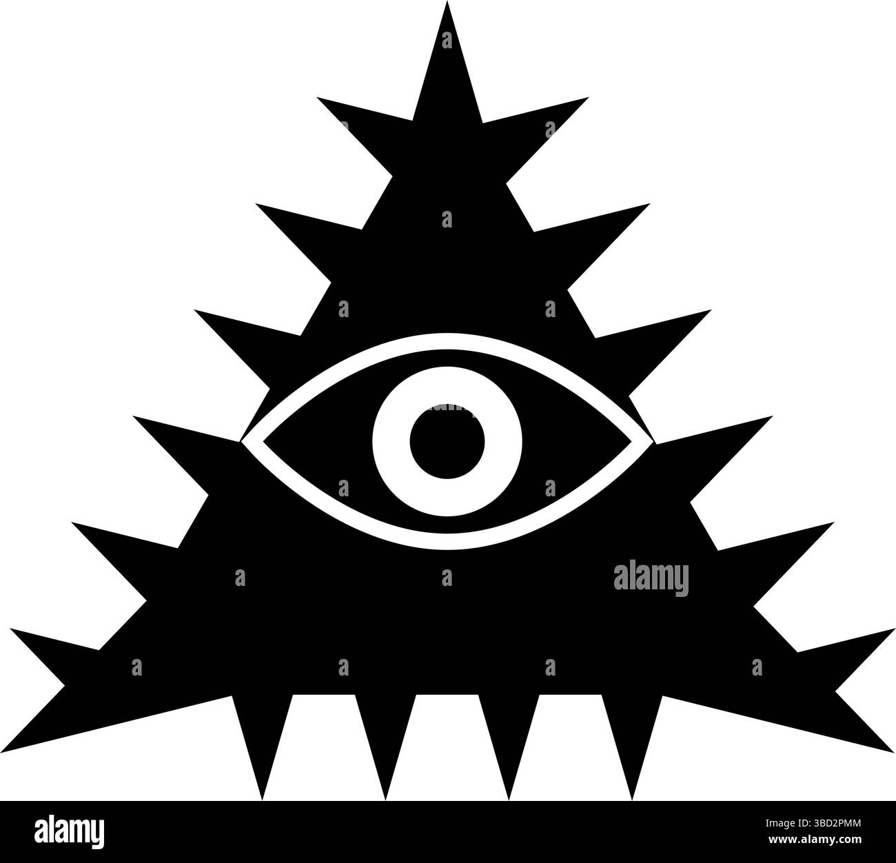 Symbole maçon emblème occulte du triangle Illuminati maçonnique tous voyant l'œil de la vision providence signe sacré en pyramide en triangle icône de concept secret Illustration de Vecteur