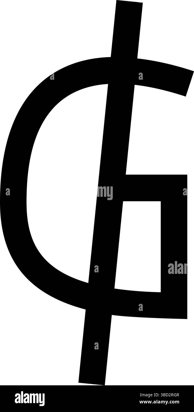 Symbole signe de Guarani Paraguay monnaie officielle Paraguay icône argent noir couleur illustration vectorielle image style plat simple Illustration de Vecteur