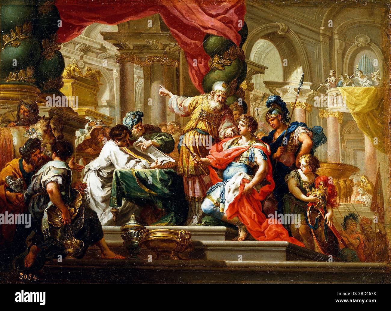 Alexandre le Grand dans le temple de Jérusalem peint par Sebastiano Conca Banque D'Images