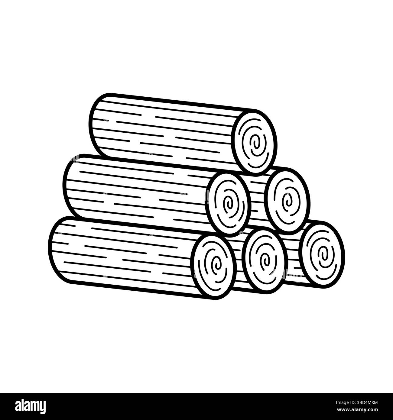 Icône de bûches de bois dessinées à la main. Illustration vectorielle dans le style d'esquisse doodle isolé sur fond blanc. Illustration de Vecteur