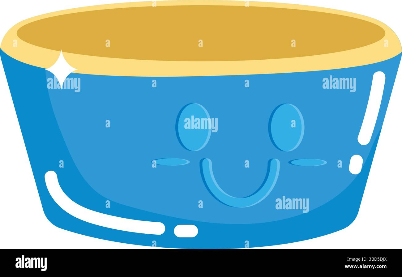 Bol bleu souriant avec rebord jaune. Vecteur Illustration de Vecteur