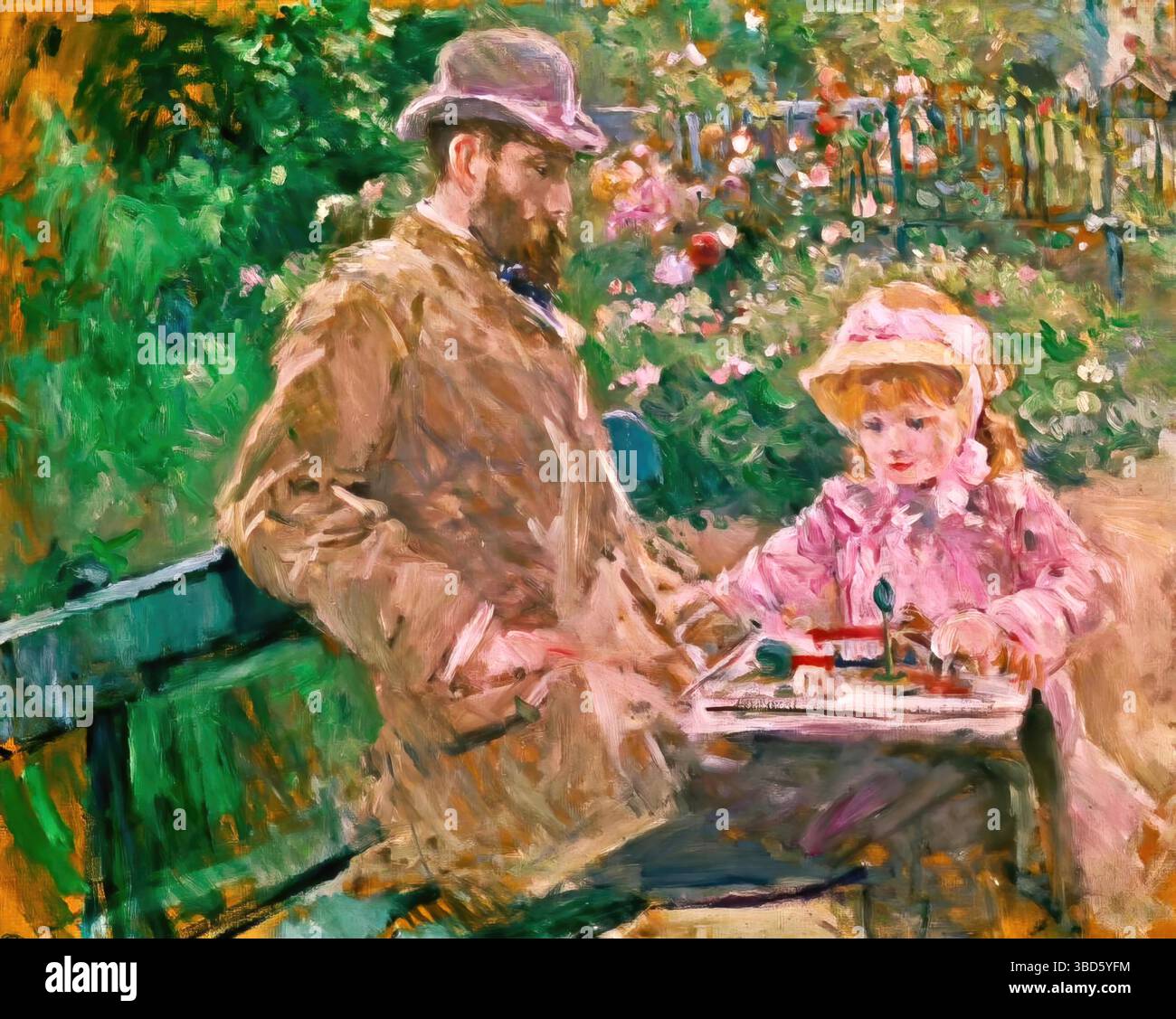 Eugène Manet et sa fille dans le jardin de Bougival, 1881 – Berthe Morisot Illustration de Vecteur