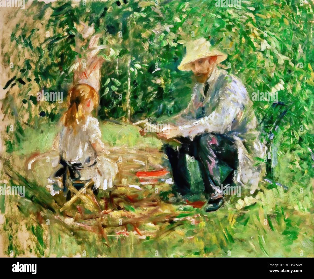 Eugène Manet et sa fille au jardin, 1883 – Berthe Morisot Illustration de Vecteur