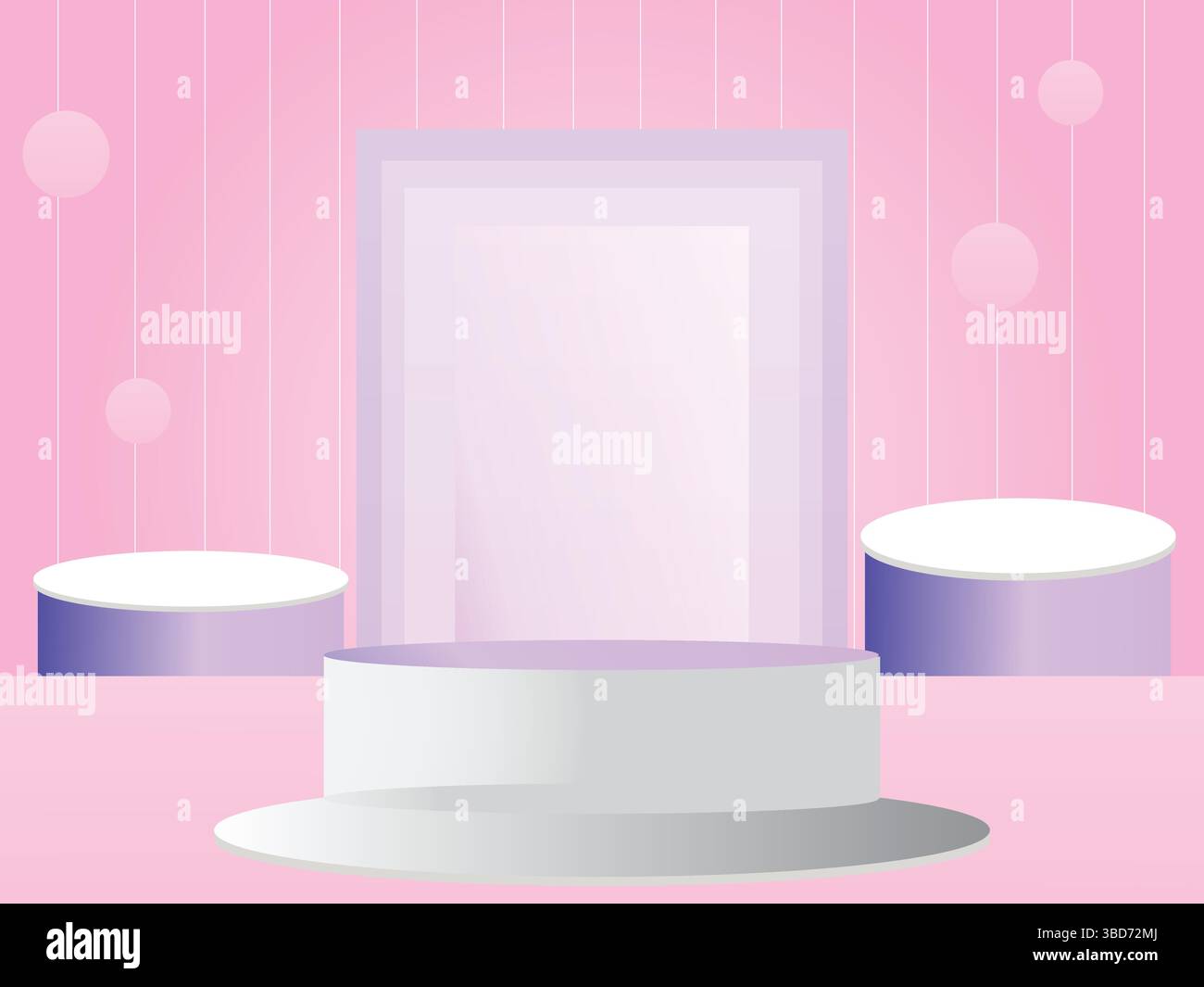 Affichage de podium vertical moderne rose avec éléments flottants Illustration de Vecteur