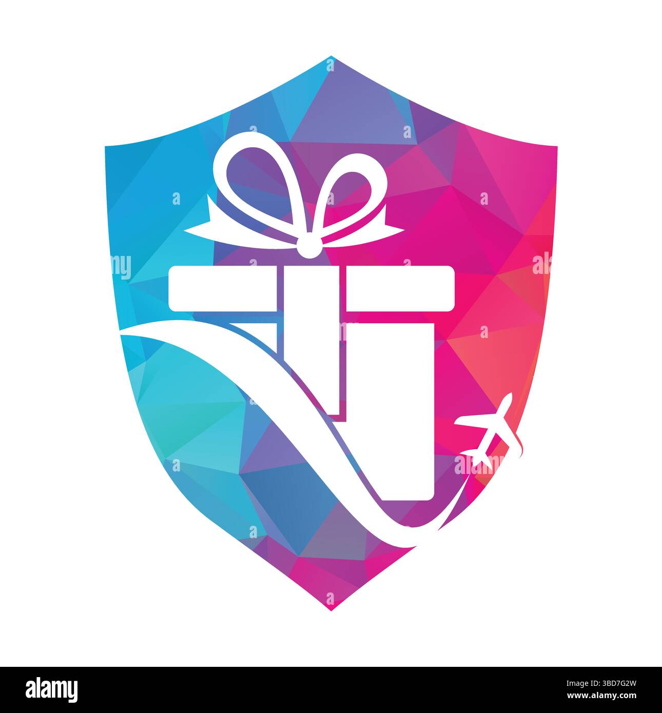 Logo vectoriel de cadeau de voyage. Vecteur de combinaison de cadeau et logo avion. Illustration de Vecteur