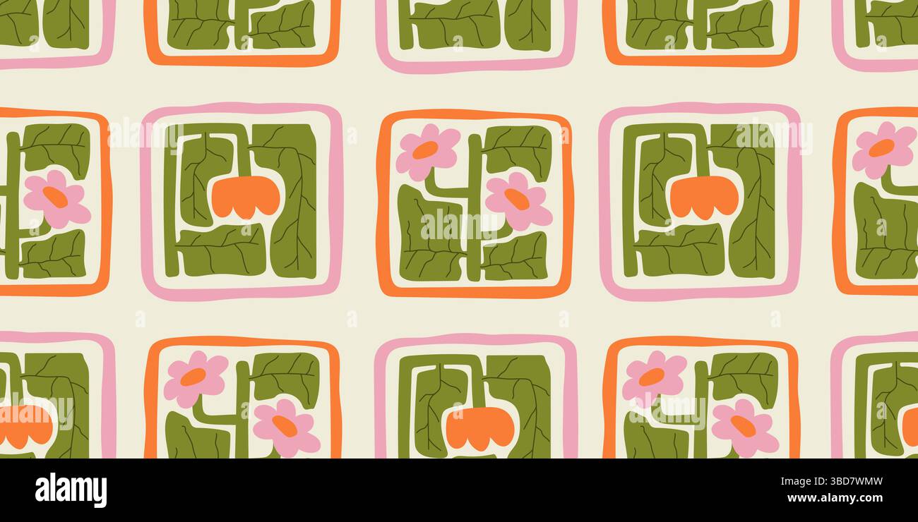 Motif Botanical sans couture dans le style matisse Illustration de Vecteur