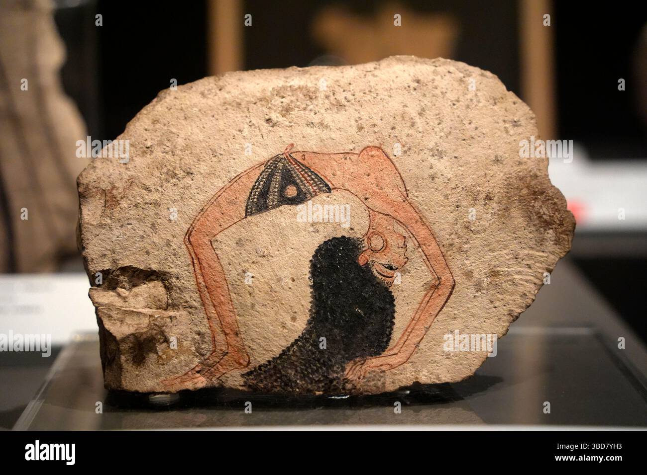 TURIN, ITALIE - 14 MAI 2025 - le musée égyptien est considéré comme la deuxième collection égyptologique la plus importante au monde. Une douleur ostrakon danseuse Banque D'Images