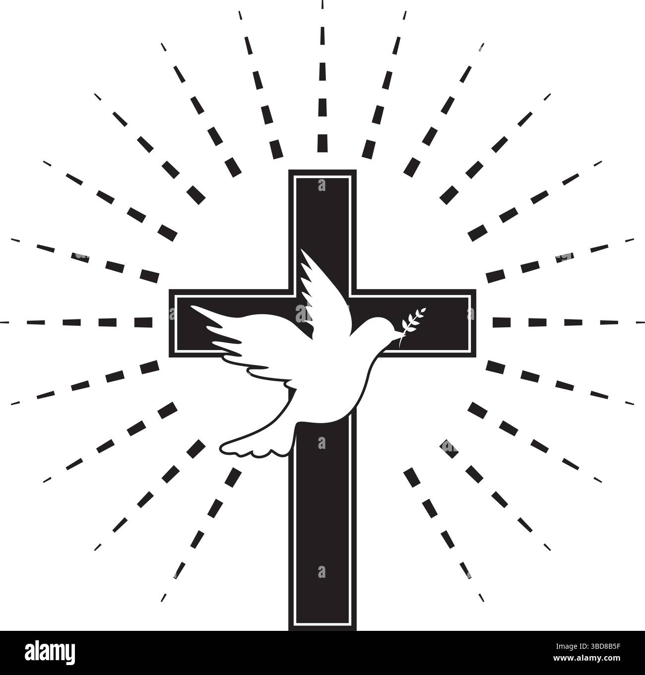 croix de religion et icône de colombe sacrée illustration vectorielle isolée Illustration de Vecteur