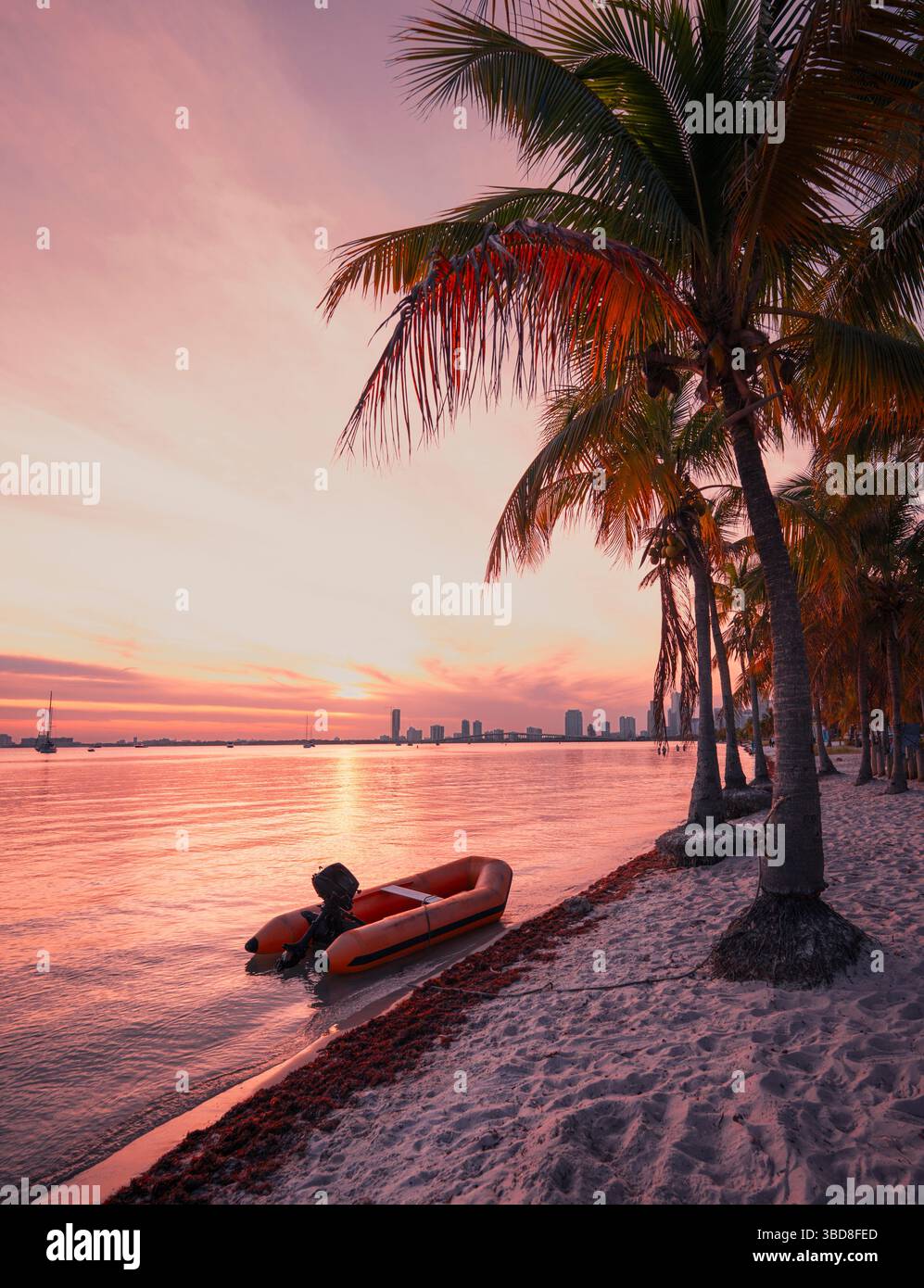 Coucher du soleil sur la plage tropicale Banque D'Images