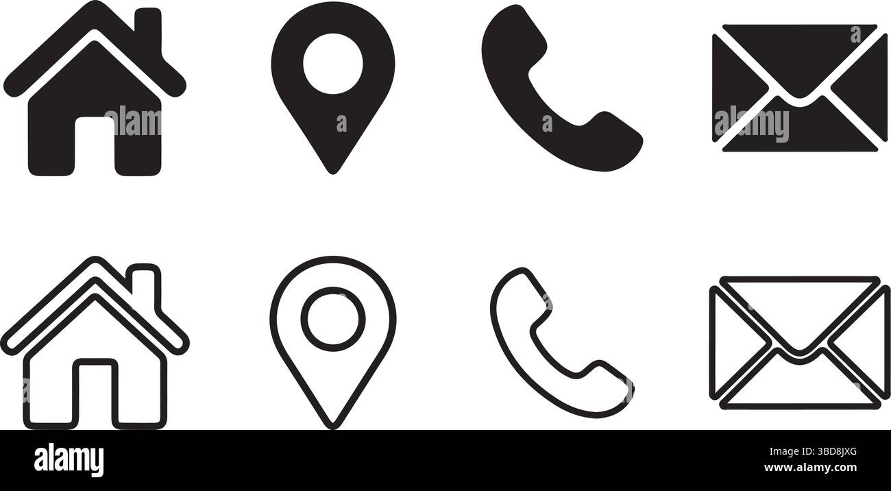 Jeu d'icônes informations de contact essentielles Illustration de Vecteur