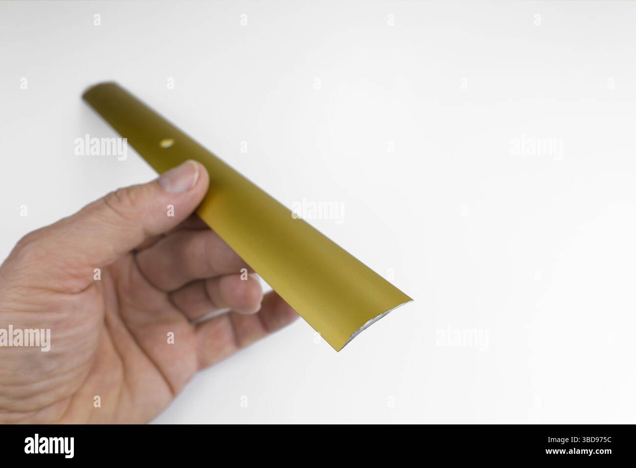 Bandes de seuil de porte en métal doré pour la transition de la surface de vente Banque D'Images