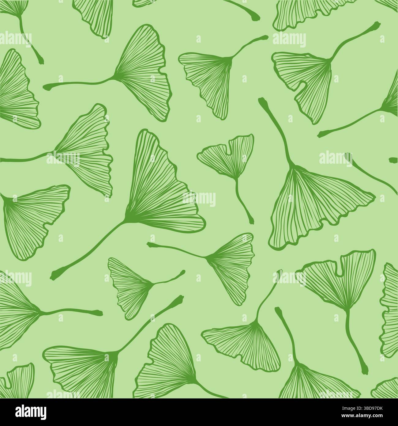 Modèle Vector vintage sans couture avec feuille de ginkgo biloba. Motif floral rétro vectoriel avec des feuilles vertes de ginkgo biloba Illustration de Vecteur