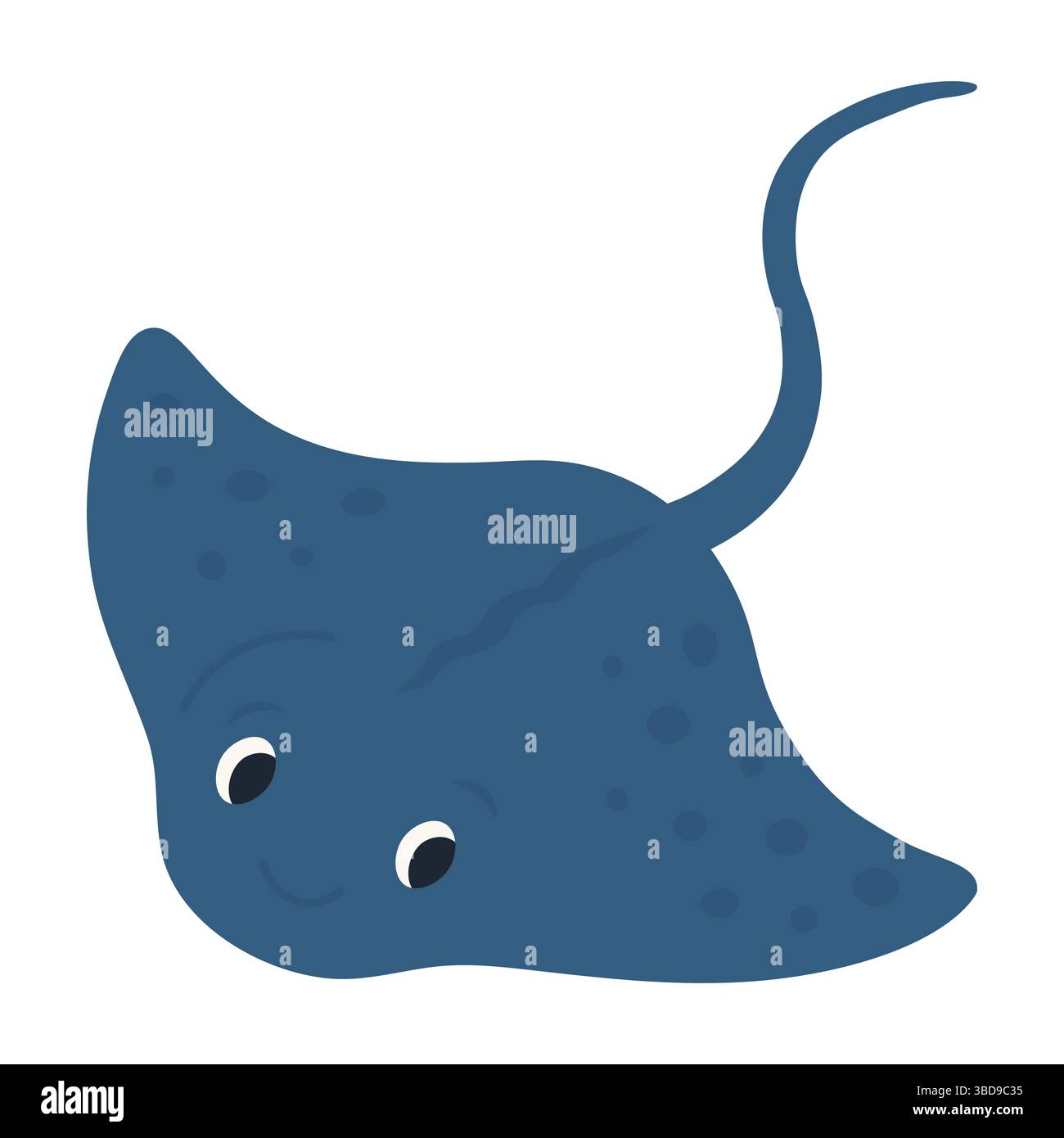 Personnage souriant mignon de bande dessinée stingray Illustration de Vecteur