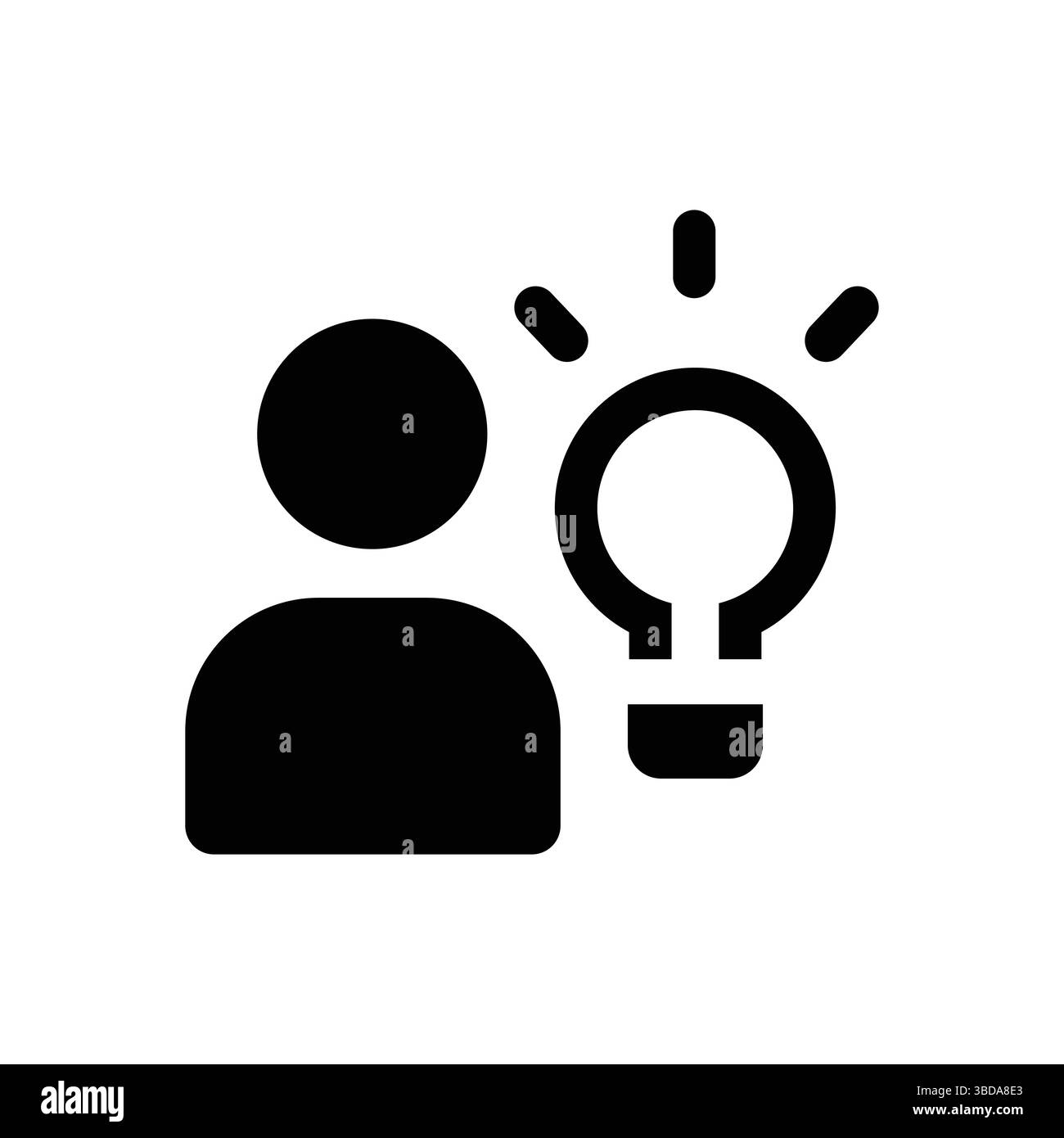Jeu d'icônes solides d'innovation. Icônes d'utilisateur, d'ampoule, d'idée et de créativité pour le brainstorming et la stratégie d'entreprise. Illustration de Vecteur