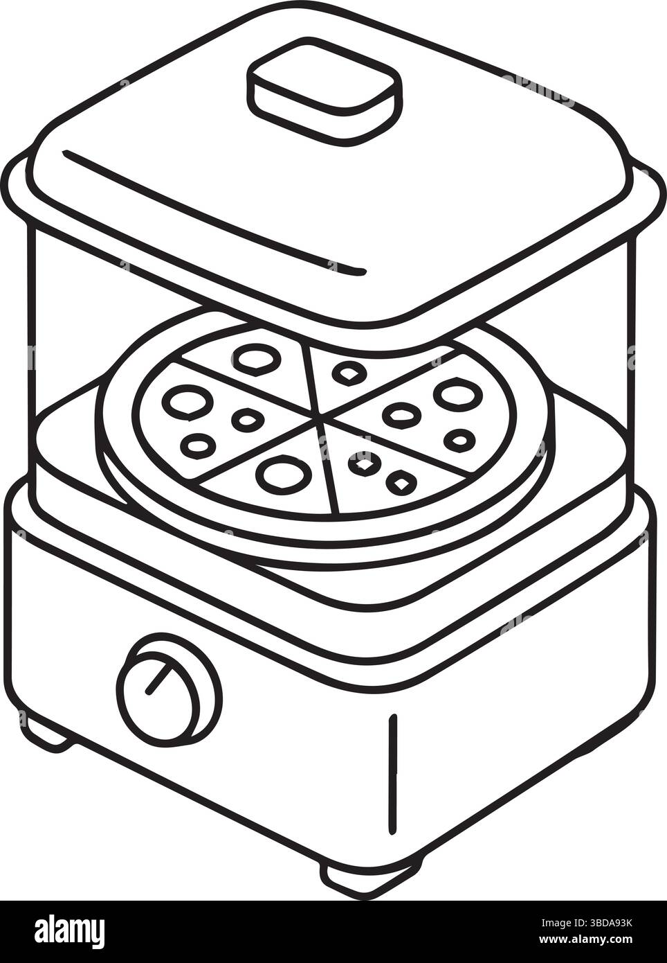 Présentation du four à pizza électrique compact, conçu pour une pizza parfaitement cuite et délicieuse Illustration de Vecteur