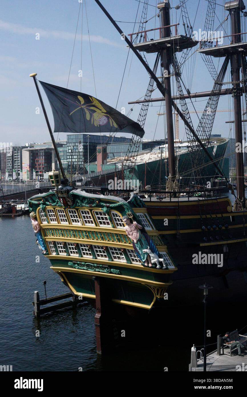 EAST INDIAMAN AMSTERDAM VOILIER - HET SCHEEPVAART NATIONAL MARITIME MUSEUM AMSTERDAM PAYS-BAS - BATEAU HISTORIQUE © PHOTOGRAPHIE : F.BEAUMONT Banque D'Images