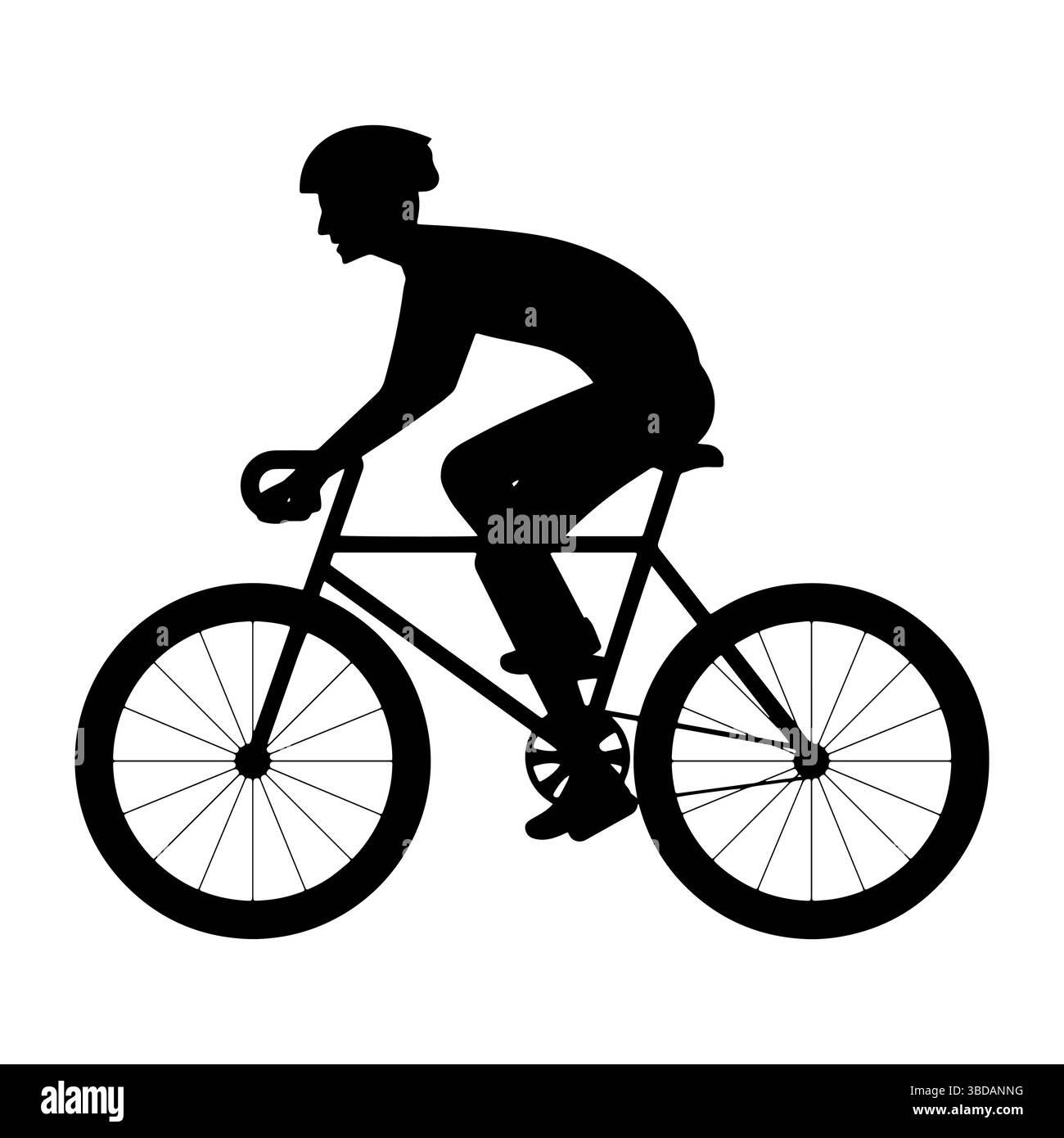 Silhouette d'un cycliste chevauchant un vélo. Cette illustration de silhouette noire représente une personne à vélo. Le cycliste est représenté en profil. Illustration de Vecteur