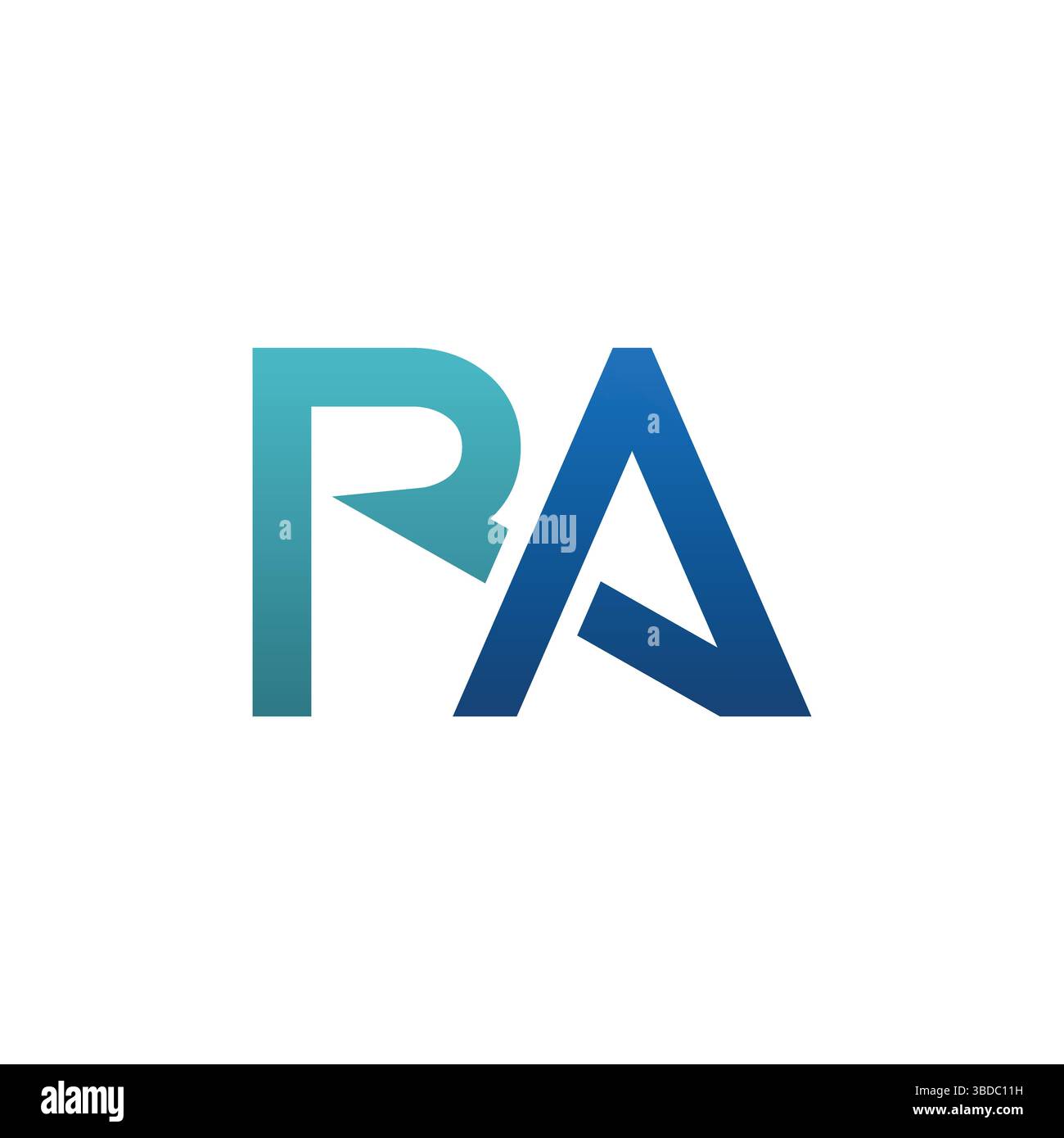 Logo monogramme lettre RA en forme de R majuscule en dégradé bleu. Lettre de cercle initiale abstraite RA ou AR logo en dégradé bleu. Illustration de Vecteur