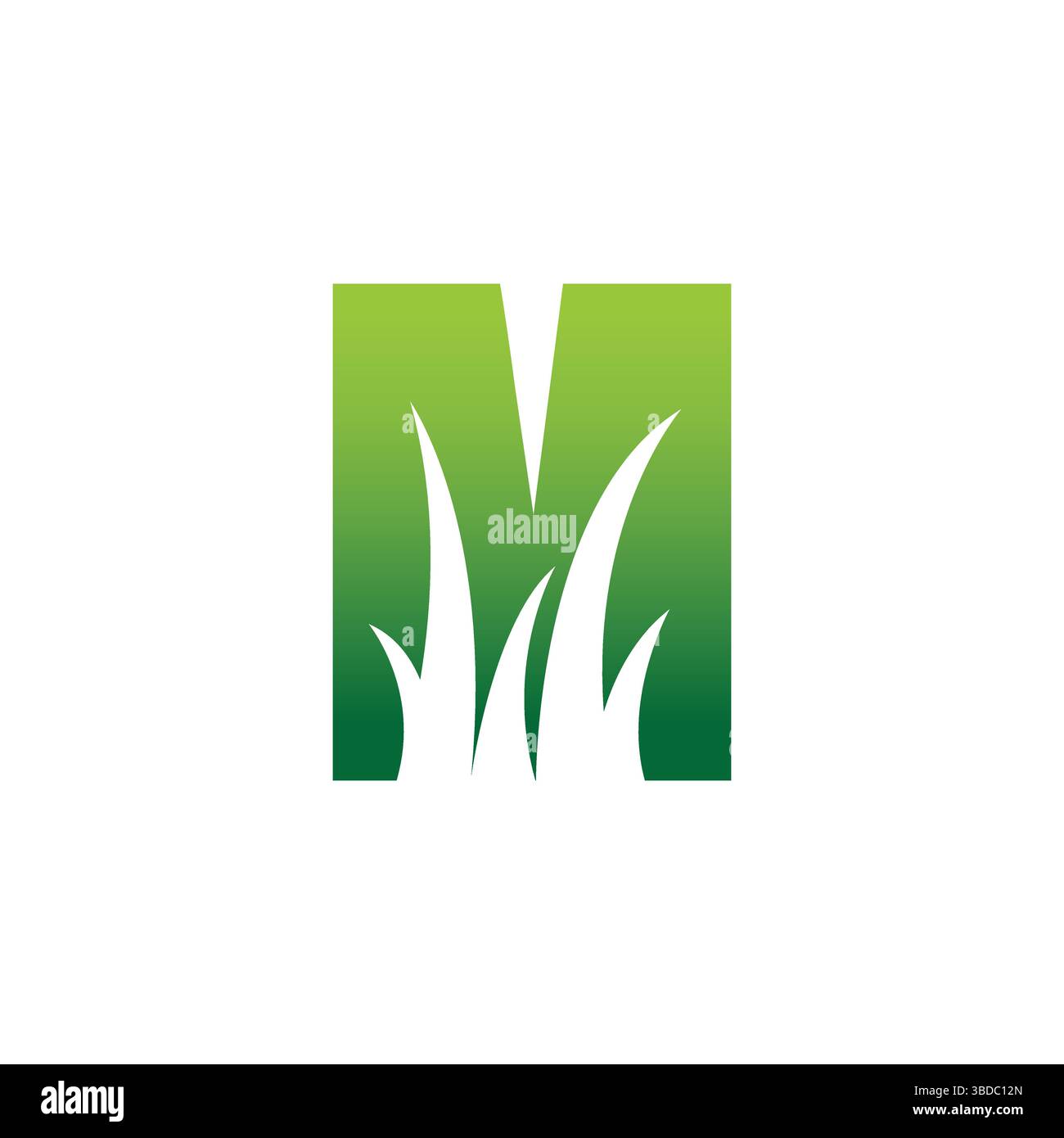 Concept de logo entretien de pelouse simple lettre M moderne. lettre m avec herbe verte nature yard logo conception illustration d'icône de conception Illustration de Vecteur