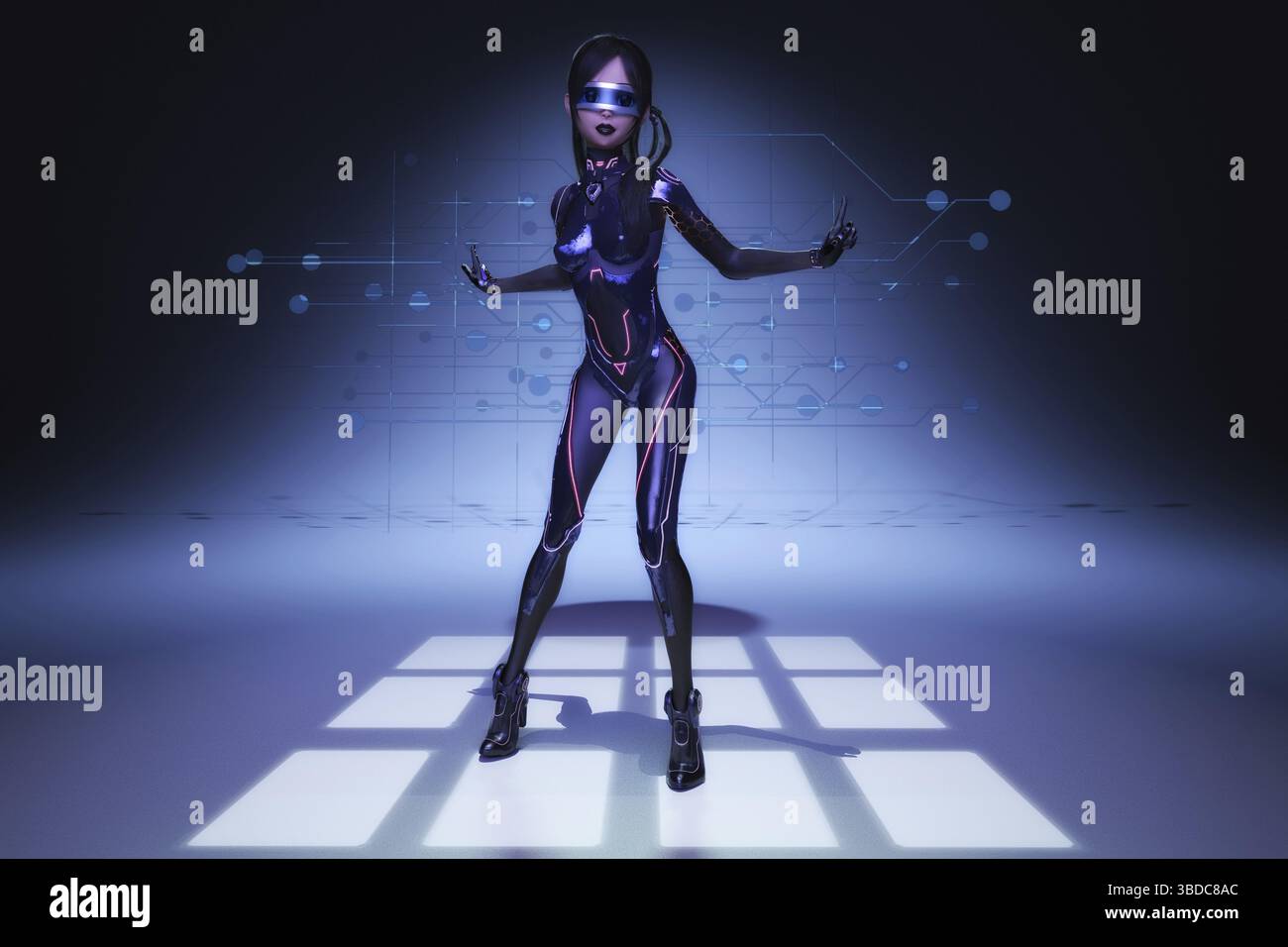 Illustration artistique 3D d'un cyborg Banque D'Images